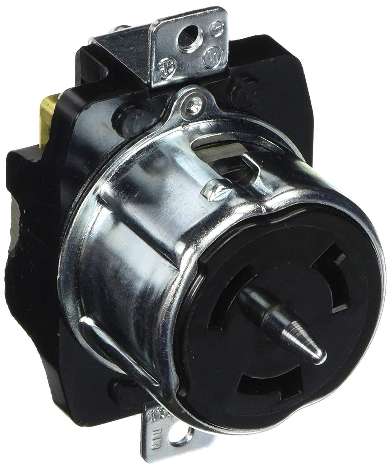 Hubbell CS8169 Locking Receptacle, 50 Amp, 480V, 3 Pole and 4 Wire, Screw Terminal, Black