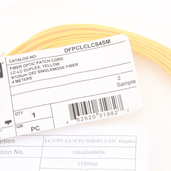Hubbell DFPCLCLCS4SM Fiber Optic 4m Patch Cord Plenum OS2 Cable Duplex SM LC-LC