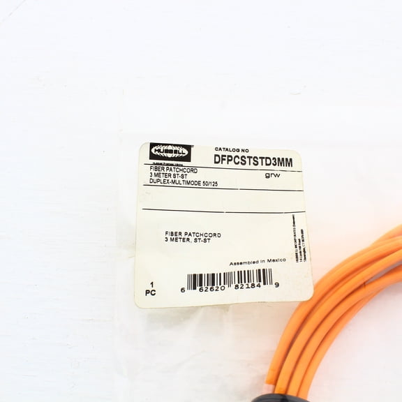 Hubbell DFPCSTSTD3MM Fiber Optic Patch Cord 3m Plenum OM2 Cable Duplex MM ST-ST