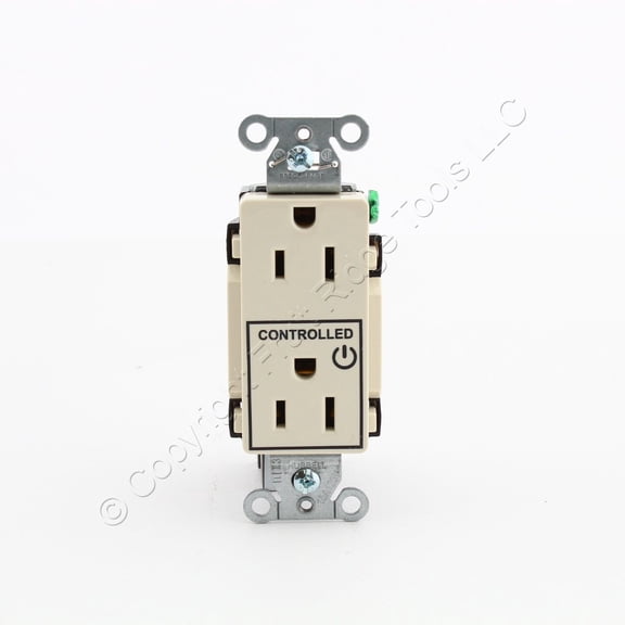 Hubbell DR15C1LA Lt Almond Decorator Outlet Receptacle 1/2 "CONTROLLED" 15A