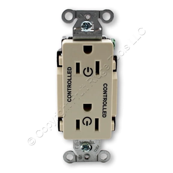 Hubbell DR15C2LA Lt Almond Decorator Outlet Receptacle 2/2 "CONTROLLED" 15A