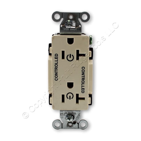 Hubbell DR20C2LA Lt Almond Decorator Outlet Receptacle 2/2 "CONTROLLED" 20A