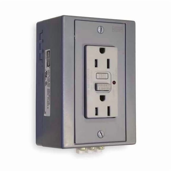 Hubbell Wiring Device-Kellems DINRailRecept,Gry,15A,GFCI,2P3W,Side,1PK DRUBGFI15