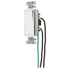 Hubbell DSL220W White Decorator Rocker Switch Double Pole w/Pigtail 20A 120/277V
