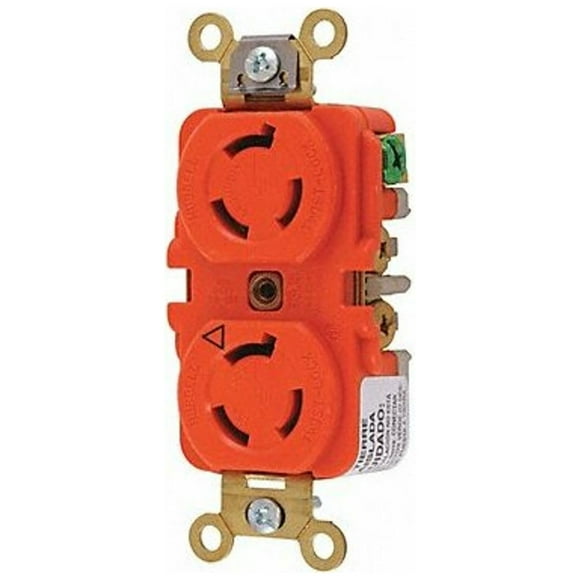 Hubbell Wiring Device-Kellems DplxLckRecpt,15A;Org;Thrmpl,L6-15R,1Gng IG4550A