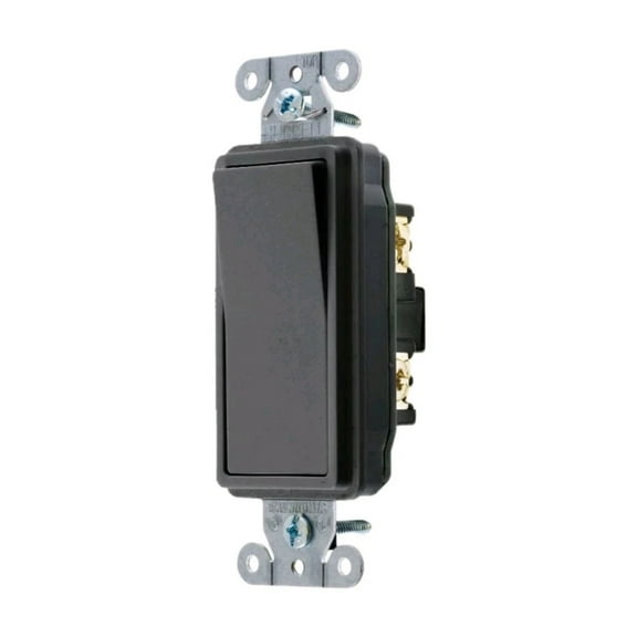 Hubbell Ds120Stbk Decorator Switch - Single Pole - 20A 120/277V - Black