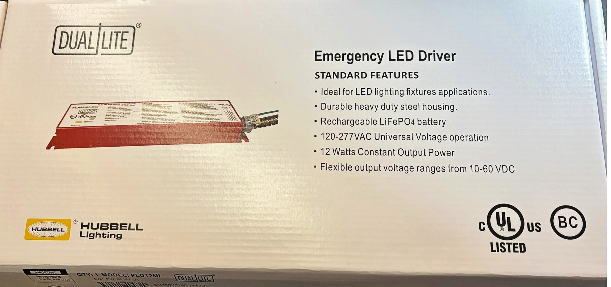 Hubbell Dual Lite Emergency Back-Up LED Battery Pack with Self-Test, 90 ...