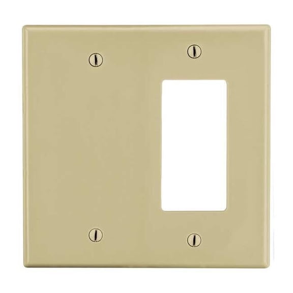 Hubbell Wiring Device-Kellems Duplex/Decorator Blank Wall Plate,Ivory P1326I