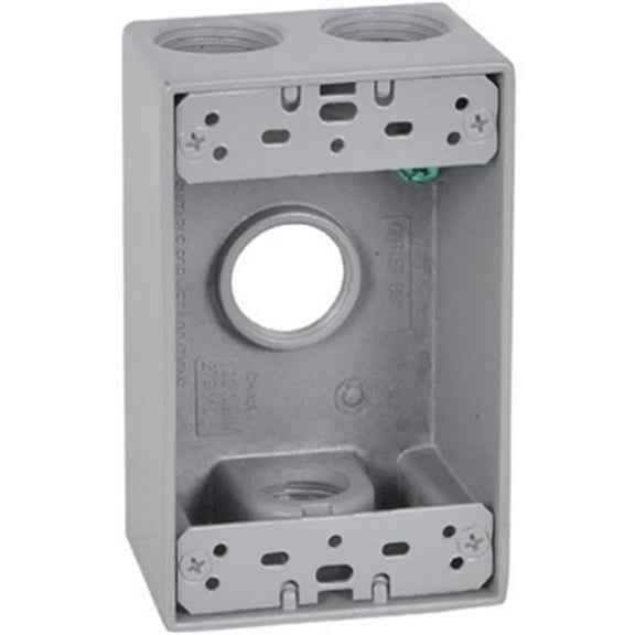 Hubbell Electrical FSB75-4 1 Gang Rectangular Outlet Box With Four 0.75 in. Holes- Gray