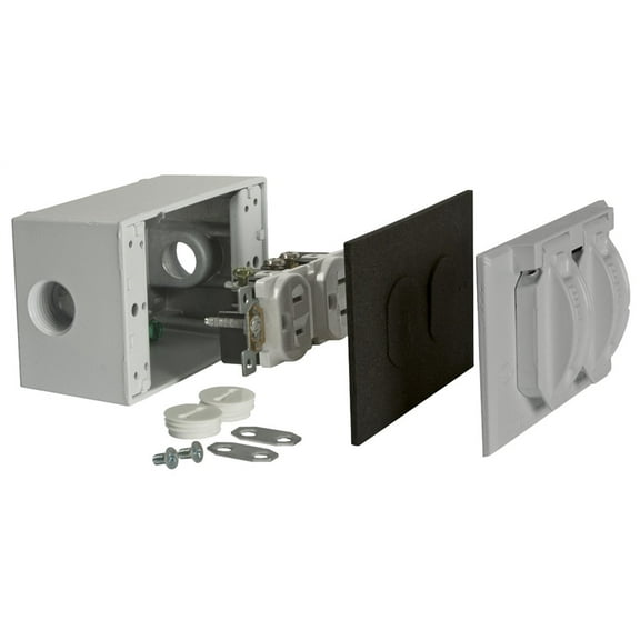 Hubbell Electrical Receptacle Outlet CVR Duplex Kit - 1 Gang, Gray