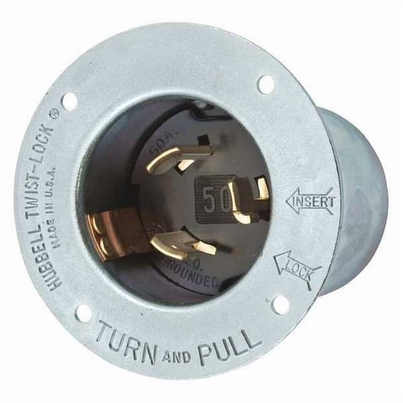 Hubbell Wiring Device-Kellems Flg LckInl,50 A;Metallic,Non-NEMA,Steel HBL3777