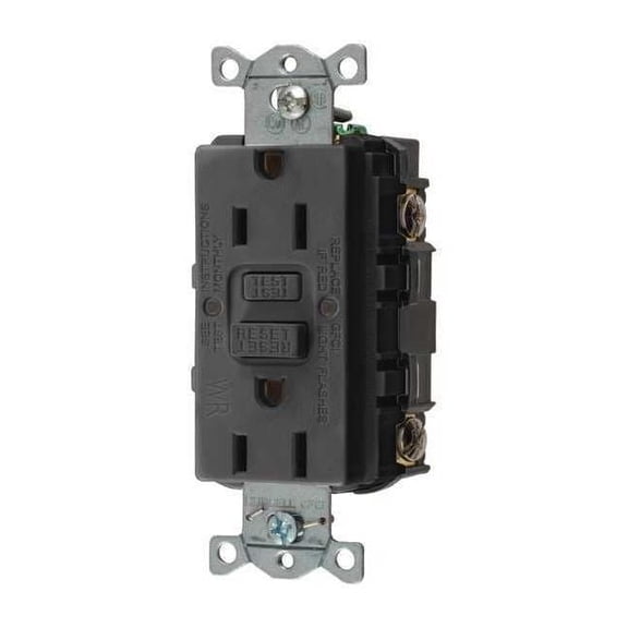 Hubbell Wiring Device-Kellems GFCI Rceptcle,Commer.,Blk,15A,0.5 HP GFRWR15BLK