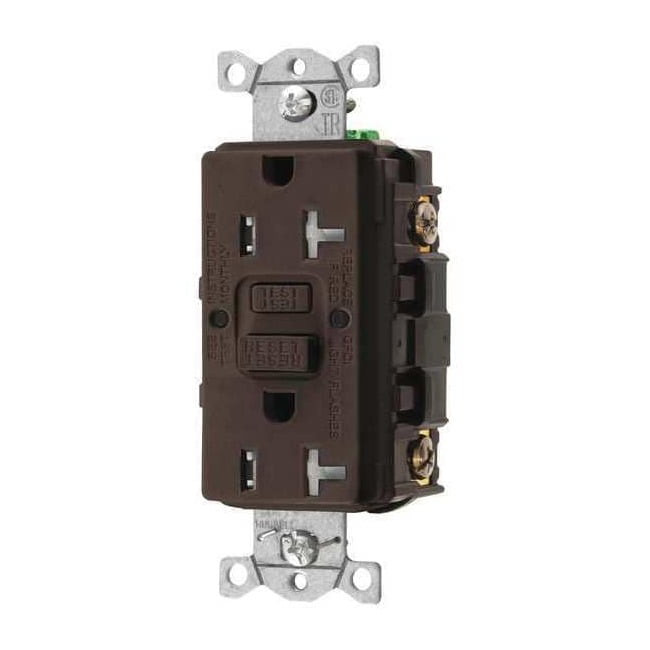 Hubbell Wiring Device-Kellems GFCI Rceptcle, Commer., Brwn, 20A, 1 HP GFRTR20