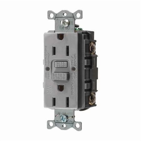 Hubbell Wiring Device-Kellems GFCI Rceptcle, Commer., Gr, 15A, 0.5 HP GFRWR15GRY