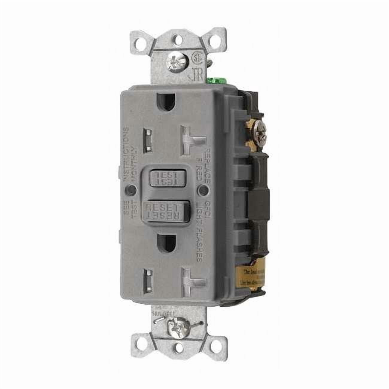 Hubbell Wiring Device-Kellems GFCI Rceptcle, Commer., Gr, 20A, 1 HP GFRTR20GRY