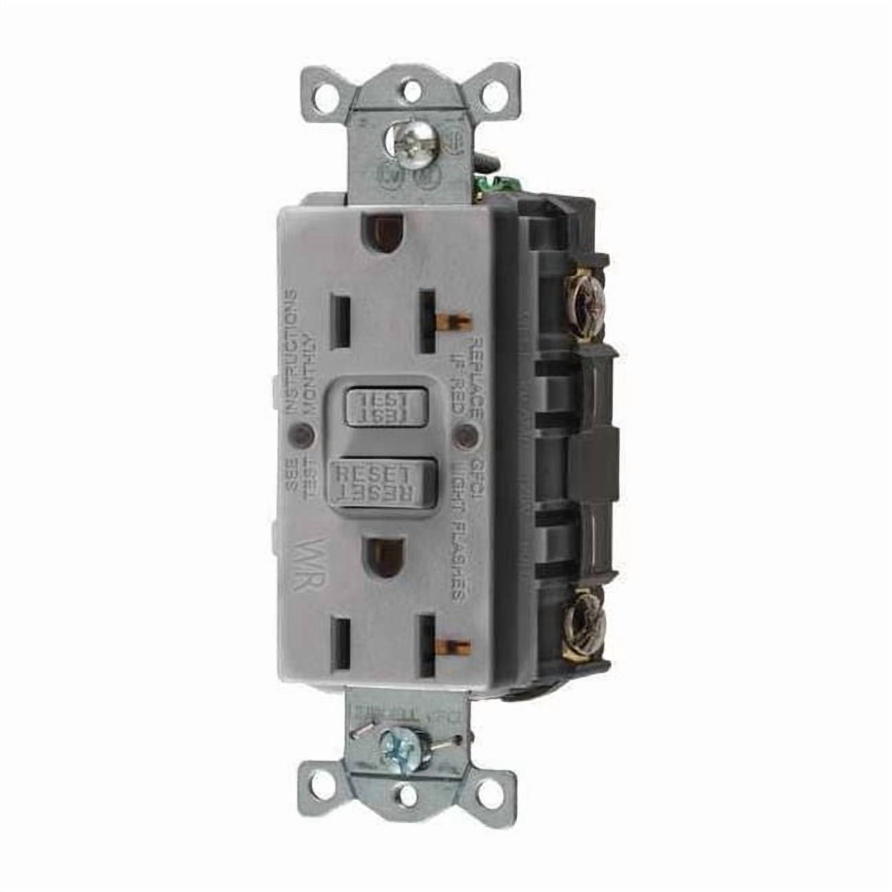 Hubbell Wiring Device-Kellems GFCI Rceptcle, Commer., Gr, 20A, 1 HP GFRWR20GRY