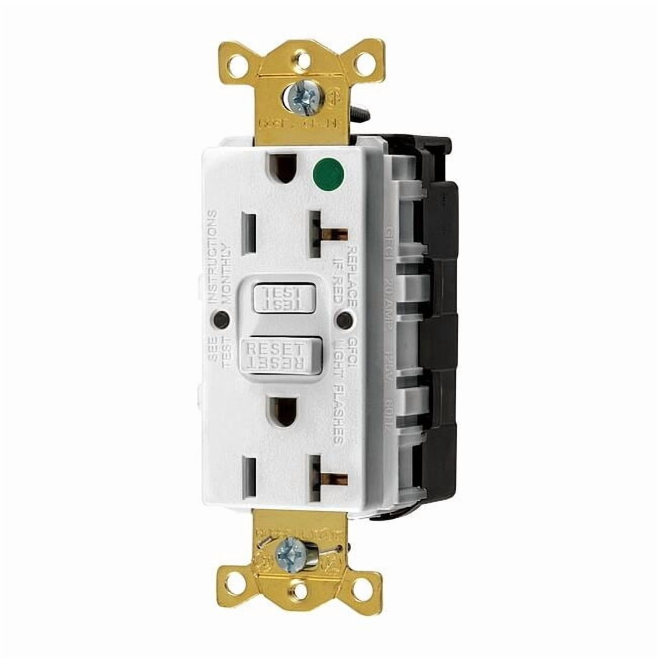 Hubbell Wiring Device-Kellems GFCI Rceptcle, Hspital, Wht, 20A, 1 HP SNAPGF83W