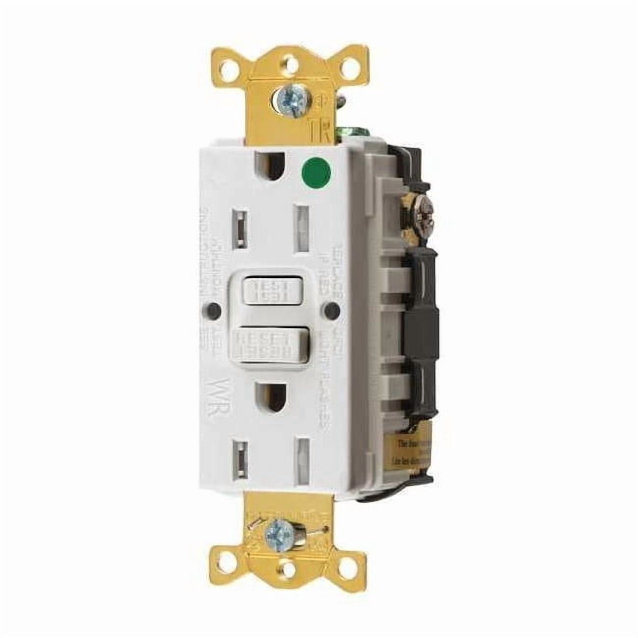 Hubbell Wiring Device-Kellems GFCI Receptacle,15A,125VAC,5-15R,White GFRTW82W