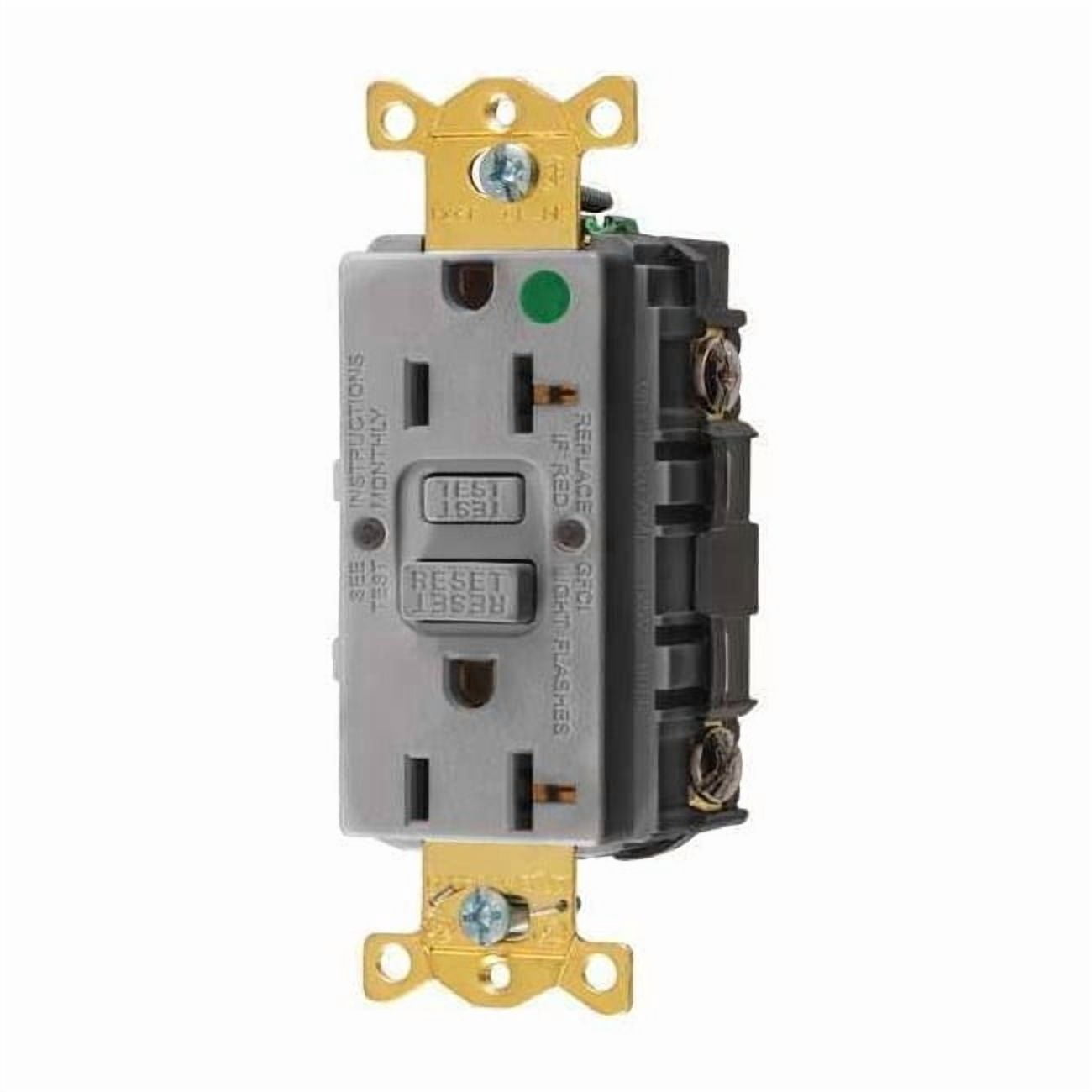 Hubbell Wiring Device-Kellems GFCI Receptacle, 20A, 125VAC, 5-20R, Gray GFR83GRY
