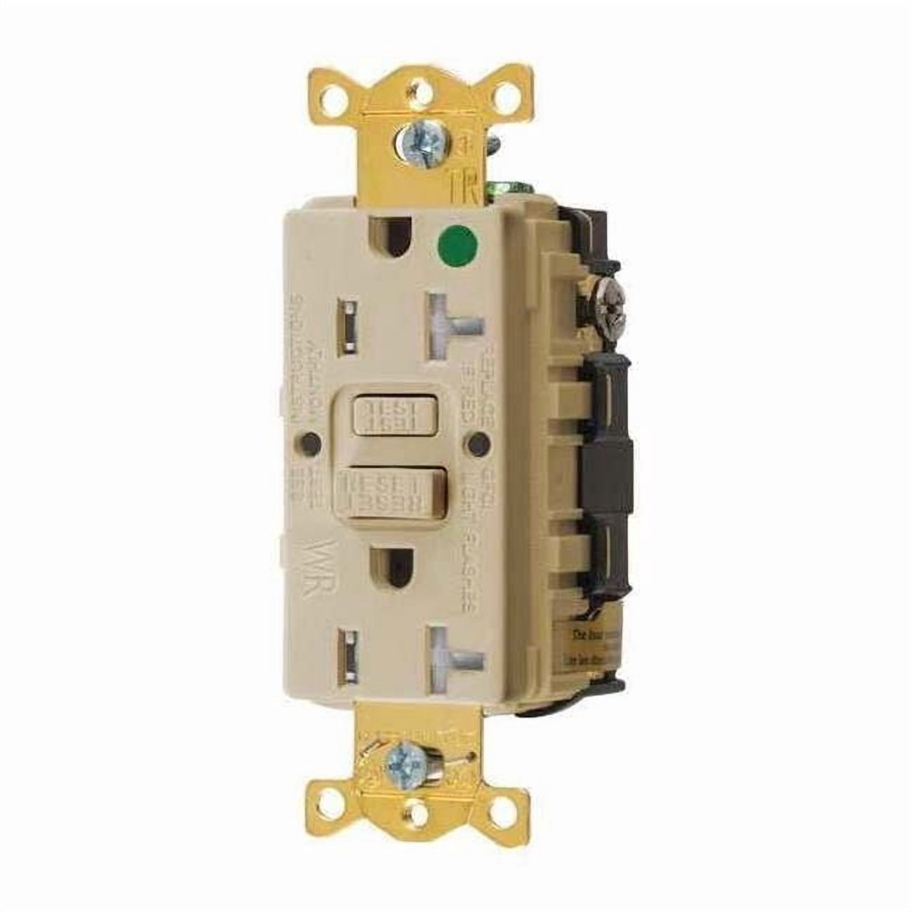 GFCI Receptacle, 20A, 125VAC, 5-20R, Ivory GFRTW83I