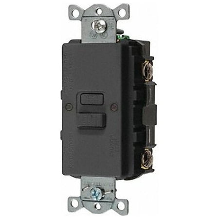 Hubbell Wiring Device-Kellems GFCI Receptacle,Black,Nylon,Back GFBFST20BK