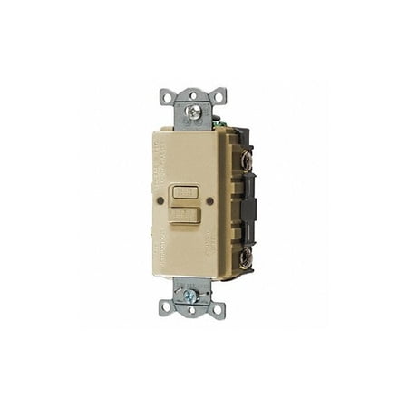 Hubbell Wiring Device-Kellems GFCI Receptacle,Ivory,Nylon,Back GFBFST20I