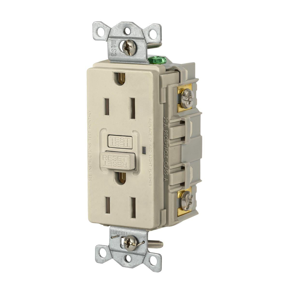 Hubbell GFR15I Wiring Device GFCI Receptacle, 125 VAC, 15 A, Ivory
