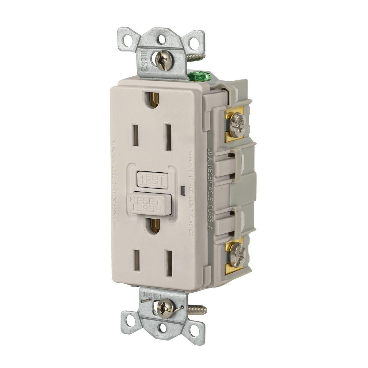 Hubbell GFR15LA Wiring Device GFCI Receptacle, 125 VAC, 15 A, Light Almond