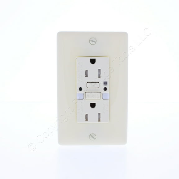 Hubbell GFTRST15ALNL Almond SelfTest GFCI Outlet Nightlight Tamper Resistant 15A