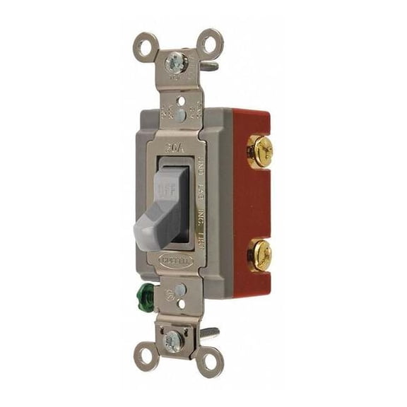 Hubbell Wiring Device-Kellems Wall Switch,Gray,20A;Back;Side,SnglPole HBL1221GY