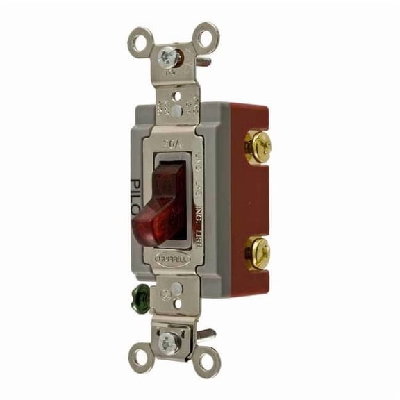 Hubbell Wiring Device-Kellems Pilot Wll Switch,Red,20A;Bk;Sd,SnglPole HBL1221PL