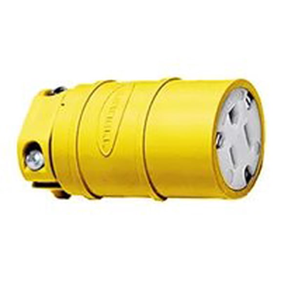 Hubbell Wiring Device-Kellems 125 VAC, 15 Amp, 5-15R NEMA, Straight, Self Grounding, Commercial Grade Connector 2 Pole, 3 Wire, 1 Phase, 1/2 hp, Thermoplastic, Yellow