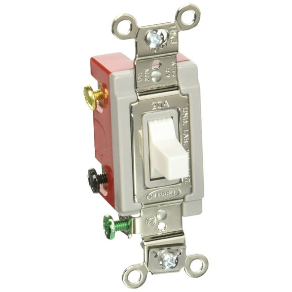 Hubbell HBL1557W Momentary Toggle, Single Pole Double Throw, 20 amp, 120/277V, White CA2