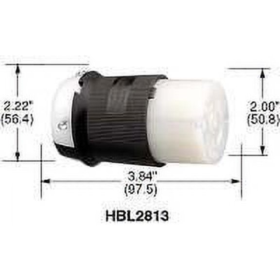 Locking Connector, L22-30R, 30 A, 277/480V AC, Three Phase, 4 Pole, Screw Terminals, Black, White