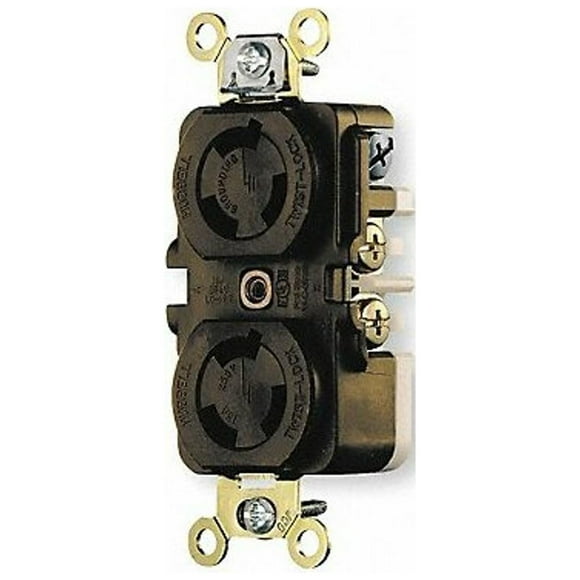 Hubbell Wiring Device-Kellems DplxLckRecpt,15A;Blk;Thrmpl,L6-15R,1Gng HBL4550