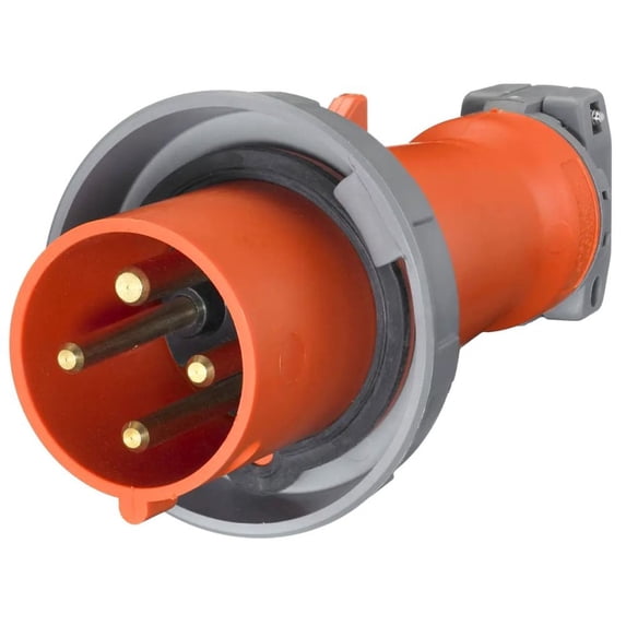 Hubbell Wiring Device-Kellems IEC Pin and Sleeve Plug,60 A,Orange,3Pl HBL460P12W