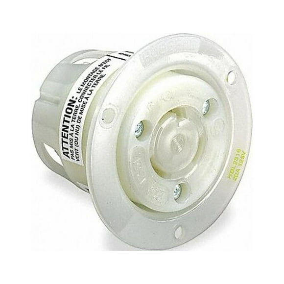 Hubbell Wiring Device-Kellems Flng Lck Recpt,15 A;Wht;Nyl,L6-15R,1Gng HBL4715C