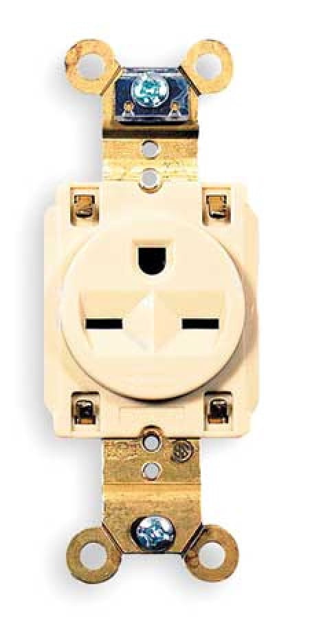 Straight Blade Receptacle, 6-15R, 15 A, 250V AC, 2 Pole, 3 Wire, Flush Mount, Grounded
