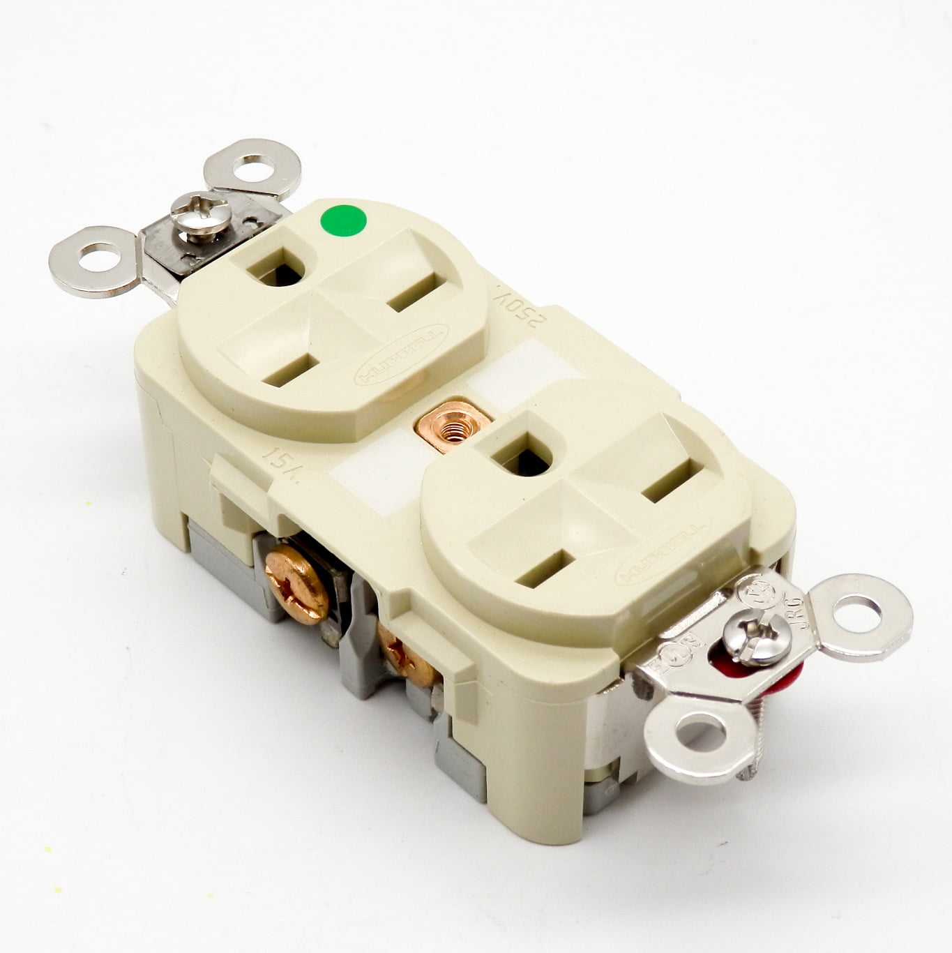 Hubbell HBL8600I 15A 250V 6-15R Hospital Grade Ivory Duplex Receptacle