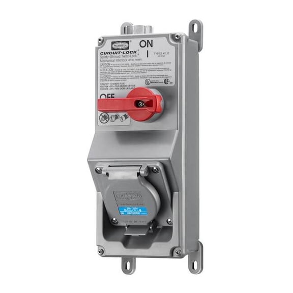 Hubbell Wiring Device-Kellems DisconnectSwitchEnclosure,30A,690VAC,Gry HBLMITL