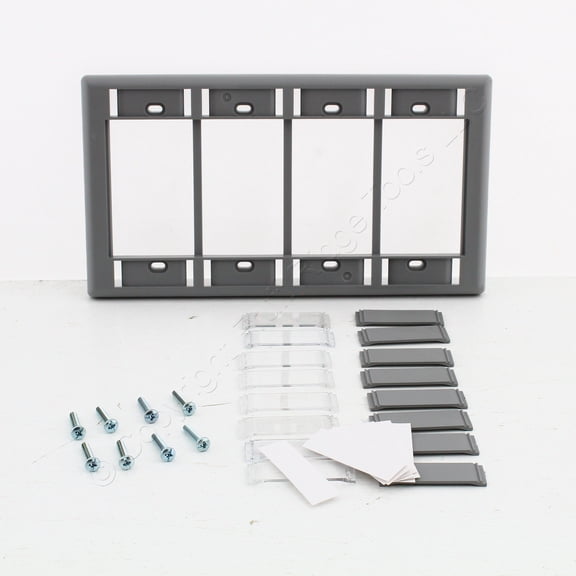 Hubbell IMF4GY Gray iStation Module Frame Plate 4-Gang Configurable w/ID Window