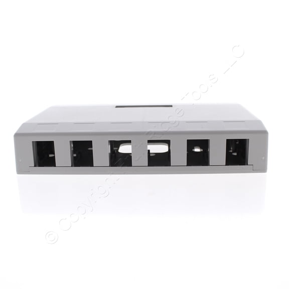Hubbell ISB6GY Gray 6-Port Data Voice Media Keystone Housing Surface Mount Box