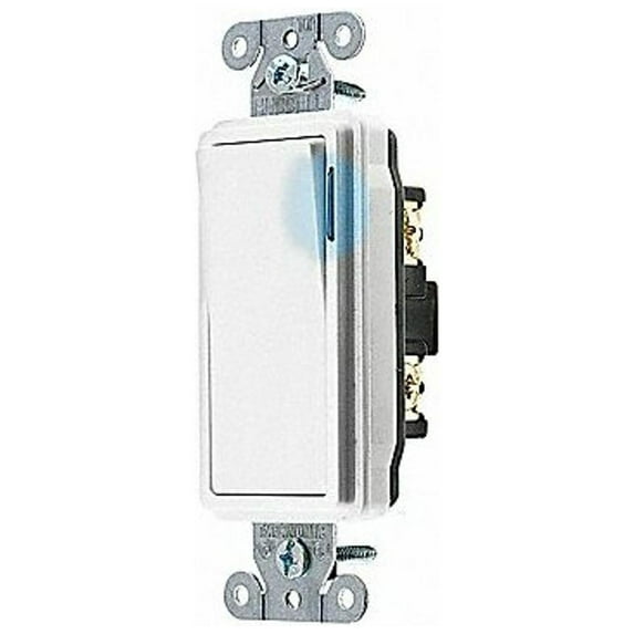 Hubbell Wiring Device-Kellems IllumWllSwtch,Wht,20A;Back;Side,SnglPole DS120ILW