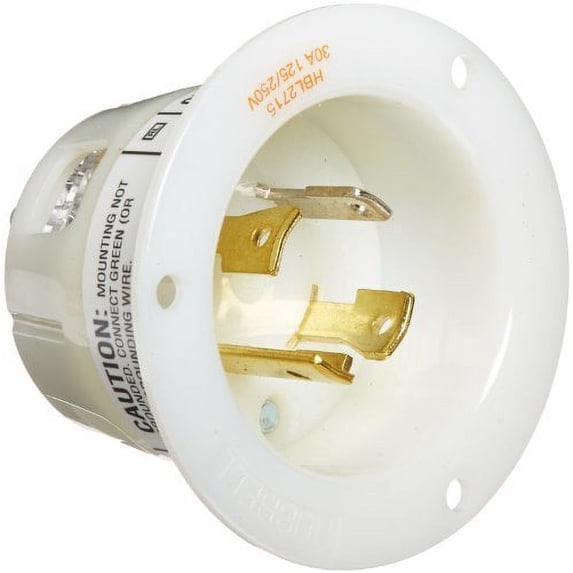 Hubbell Insulgrip Twist-Lock Generator Flanged Inlet, 3 Pole 4 Wire, 30 ...