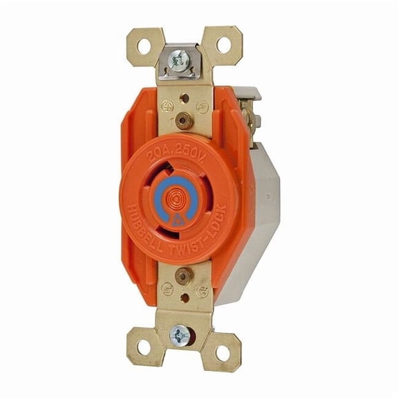 Locking Receptacle, L6-20R, 20 A, 250V AC, Single Phase, 2 Pole, Flush Mount, Screw Terminals