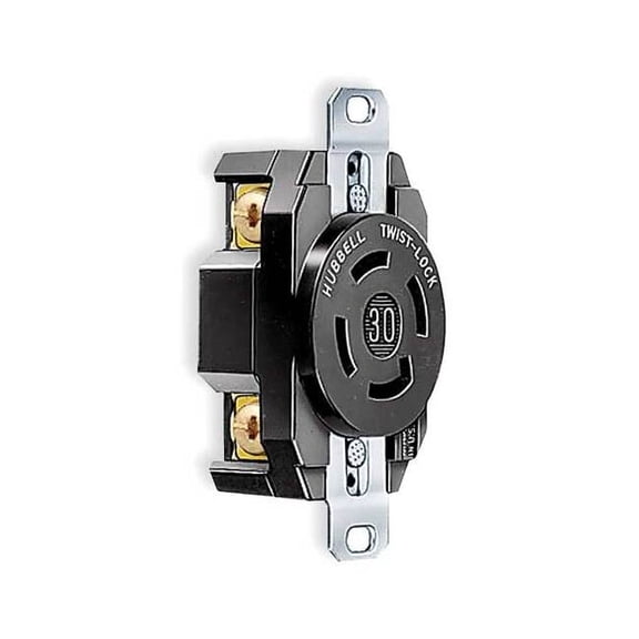Locking Receptacle, Non-NEMA, 30 A, 120/208V AC, Three Phase, 4 Pole, Flush Mount, Screw Terminals