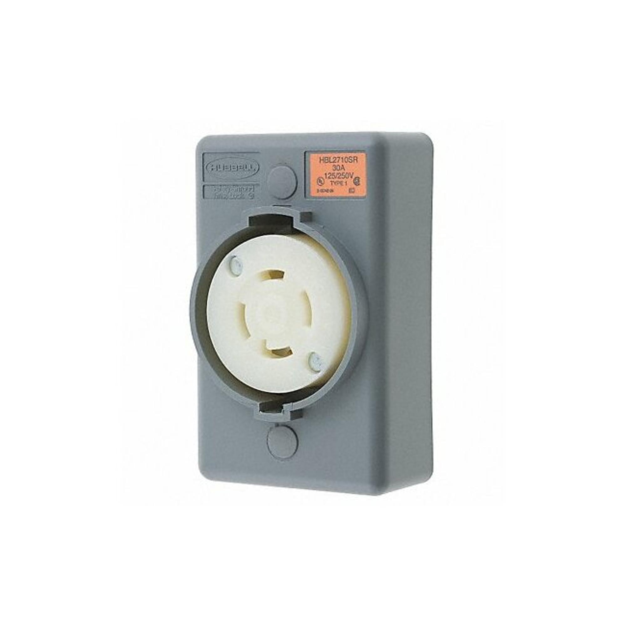 Hubbell Wiring Device-Kellems Lck Recept,30 A;Gray;Valox,L14-30R,1Gng HBL2710SR