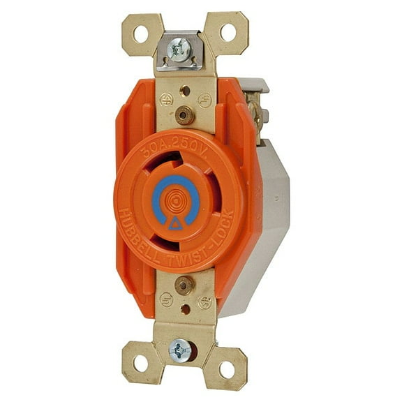 Hubbell Wiring Device-Kellems Lck Recept,30 A;Orange;Nylon,L6-30R,1Gng IG2620