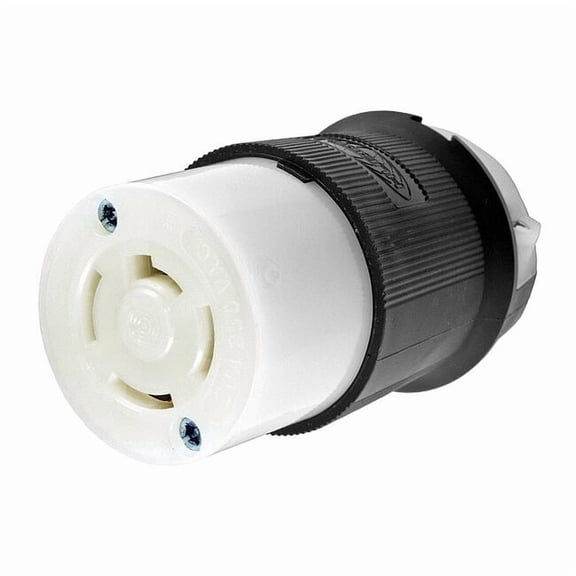 Locking Connector, Non-NEMA, 20 A, 250V AC, Three Phase, 3 Pole, Screw Terminals, Black, White