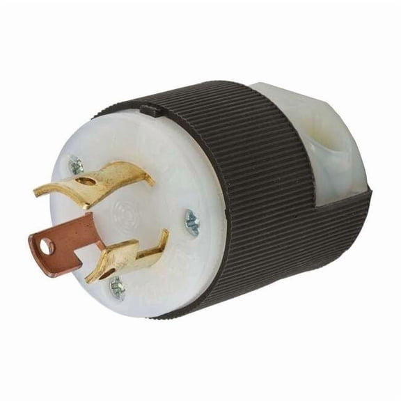 Locking Plug, Non-NEMA, 15 A, 125/250V AC, Single Phase, 3 Pole, Screw Terminals, Black, White